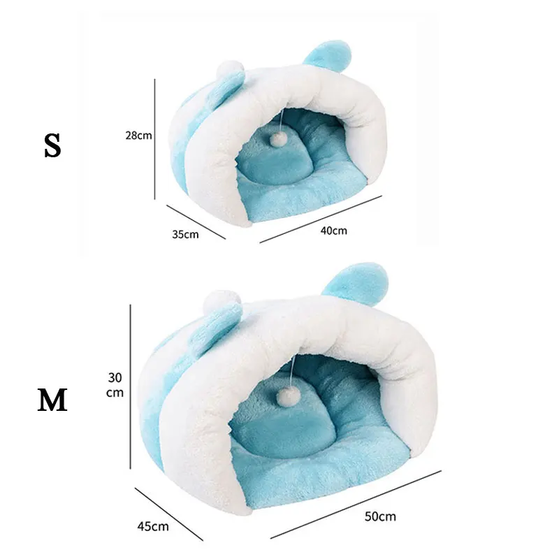 Тапочки стильная кровать для кошек с помпоном зимние теплые милые домашние