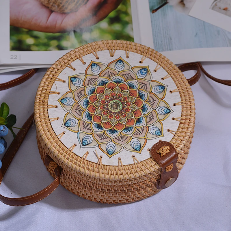 Женская Соломенная Сумка Realer плетеная из бамбука и ротанга летняя пляжная