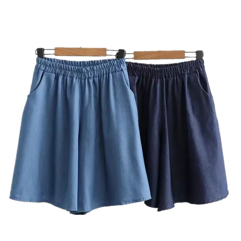 

Casual Denim Shorts Women Summer Elastic Waist Shorts Trousers Female Loose Soft Cotton Plus Size Shorts Clothes 3027 27
