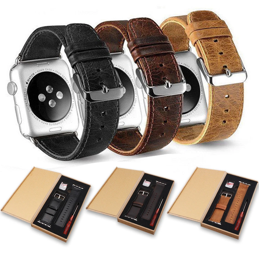 Ремешок из натуральной кожи для apple watch band 5 4 42 мм 44 38 40 iwatch 3/2/1 correa сменный