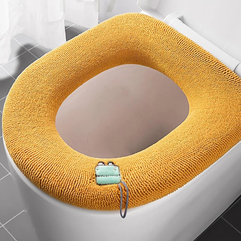 

Winter Warm Toilet Seat Cover Closestool Pure Color Soft O-shape Pad Toilet Seat