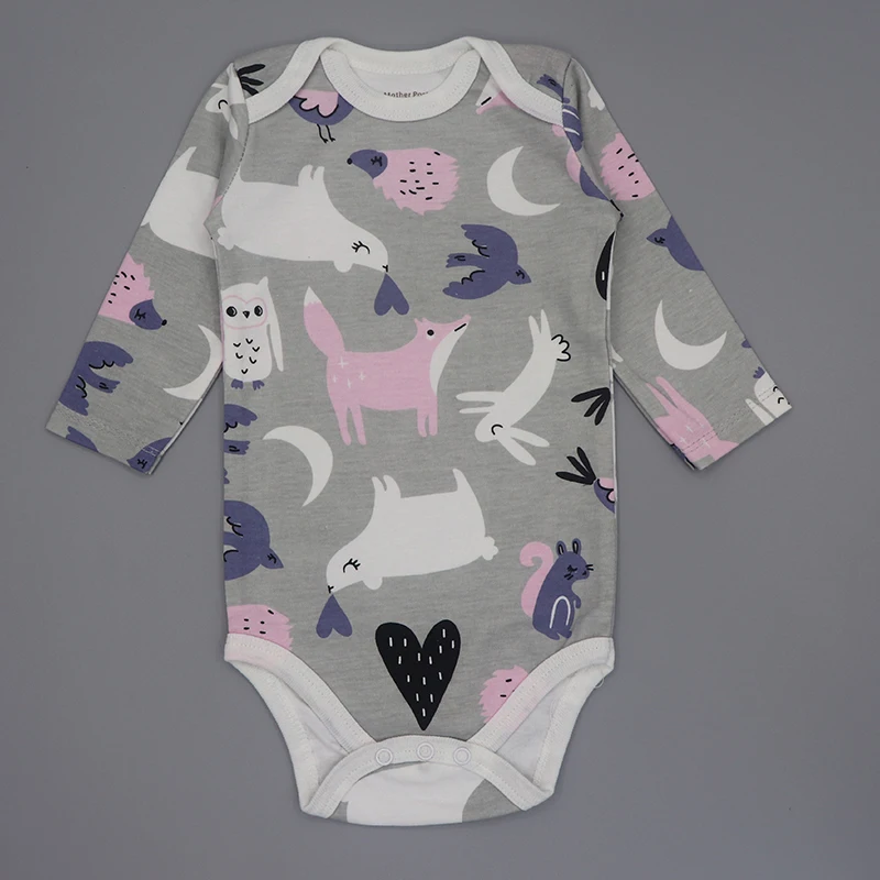 

Autumn Winter Unisex Casual Cartoon Print Cotton Long Sleeve Bodysuit Newborn Baby Clothes