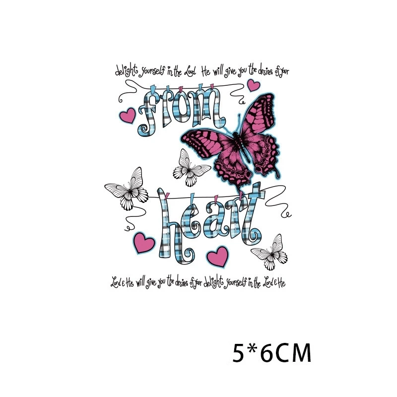 

New Cartoon letter Animal Beautiful Butterfly Patches For Clothes DIY Iron on Patch Heat Transfer Stickers Washable Appliques