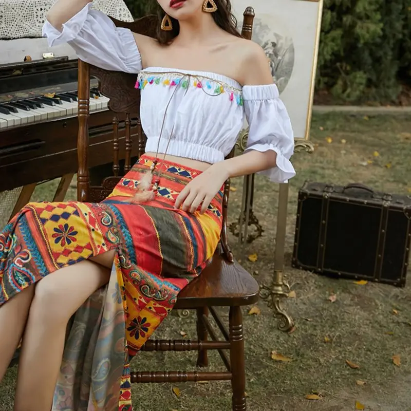 Женская футболка с открытыми плечами Boho летние белые рубашки открытой спиной
