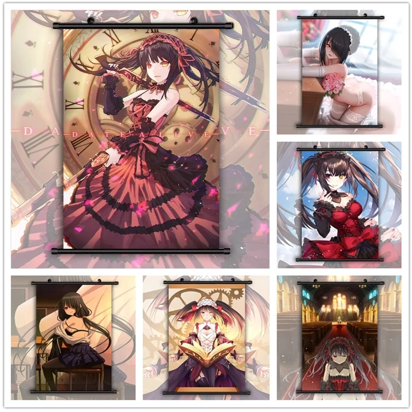 

Wall Art Hanging Painting Date a Live Tokisaki Kurumi Poster Canvas Print Animation Picture Home Decor Scroll Bedside Background