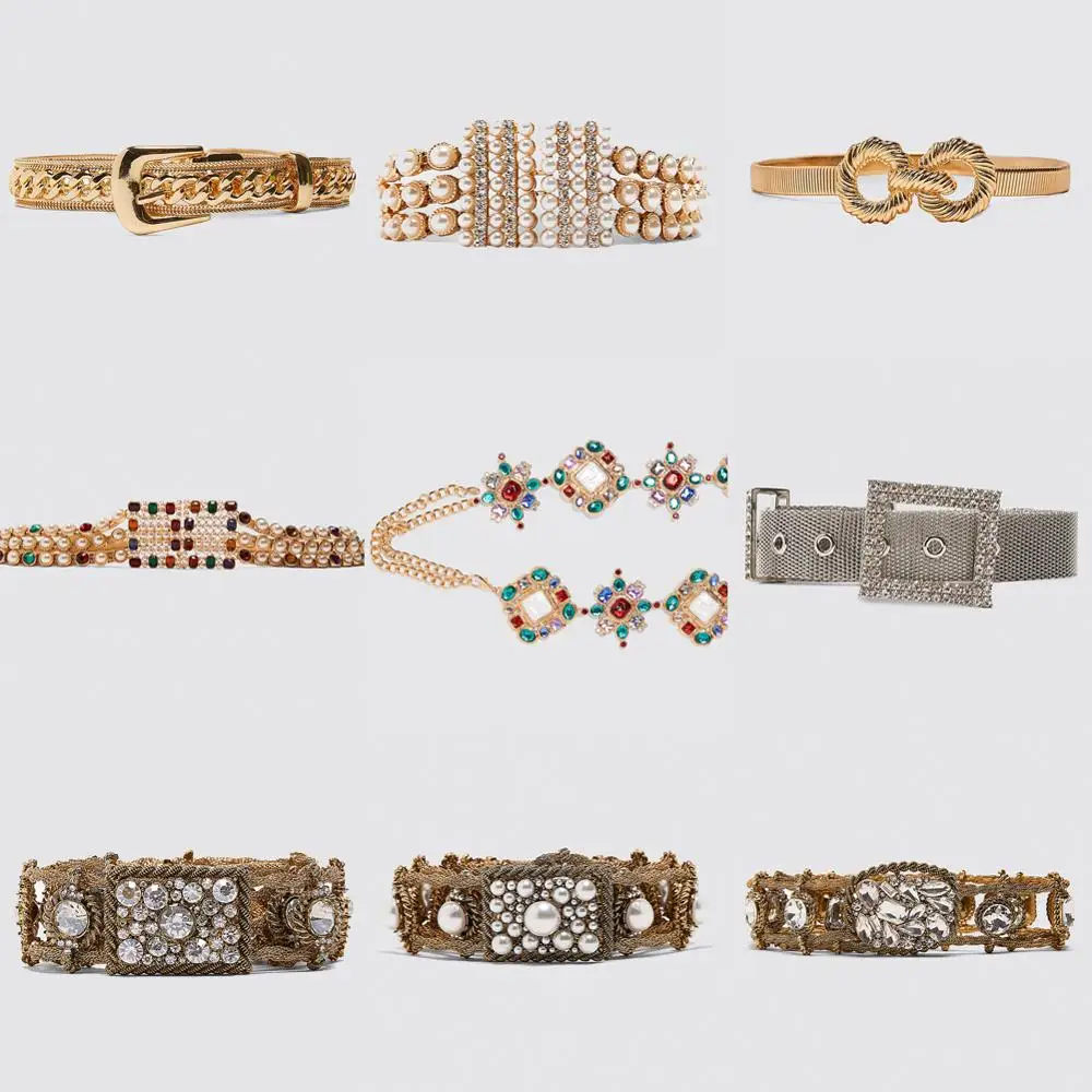 Женский ремень с имитацией груши Ladyfirsy винтажный кристаллами и металлическими