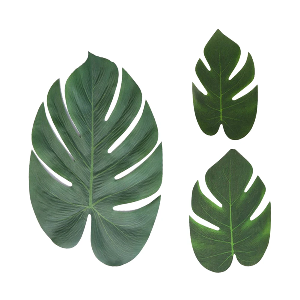 

24Pcs Palm Leaves 6 Inch Monstera Leaf Artificial Plant Wedding/Party Table Decoration Hawaiian Luau Supplies For Garden QC001