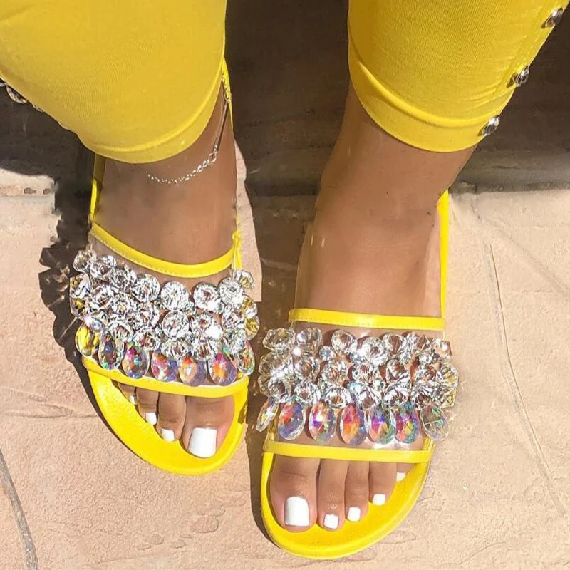 NouC/весна лето 2020 Блестящие сандалии с драгоценными камнями и стразами Удобные