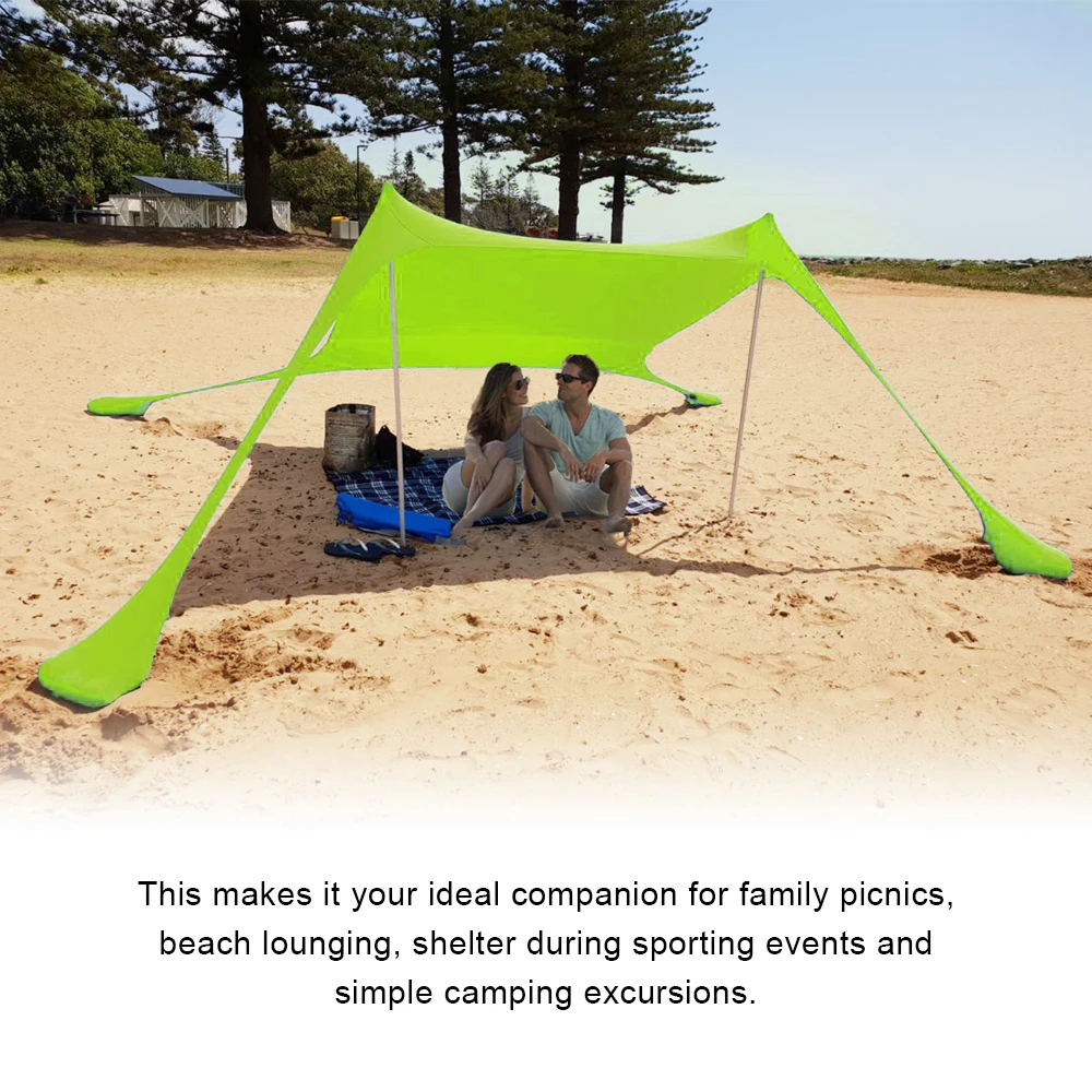 저렴한 휴대용 비치 텐트 태양 보호소 Pergola 방풍 해변 양산 캐노피 가족 야외 낚시 캠핑 태양 그늘 쉼터 텐트
