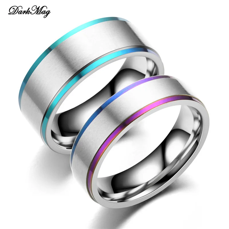 

DarkMag Fashion Stainless Steel Hot Sale Rainbow Engagement Promise Rings For Women High Quality Men Women Jewelry