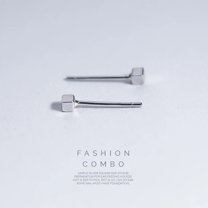 Минималистичные корейские серьги-гвоздики из стерлингового серебра 925 пробы