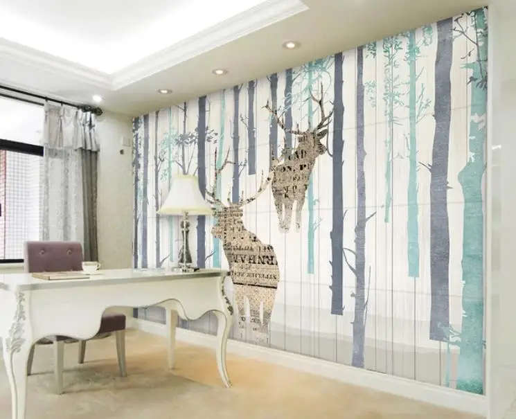 Кастомные обои 3D любого размера для домашнего декора в гостиной. Абстрактный рисунок европейского стиля с ностальгическими оленями.