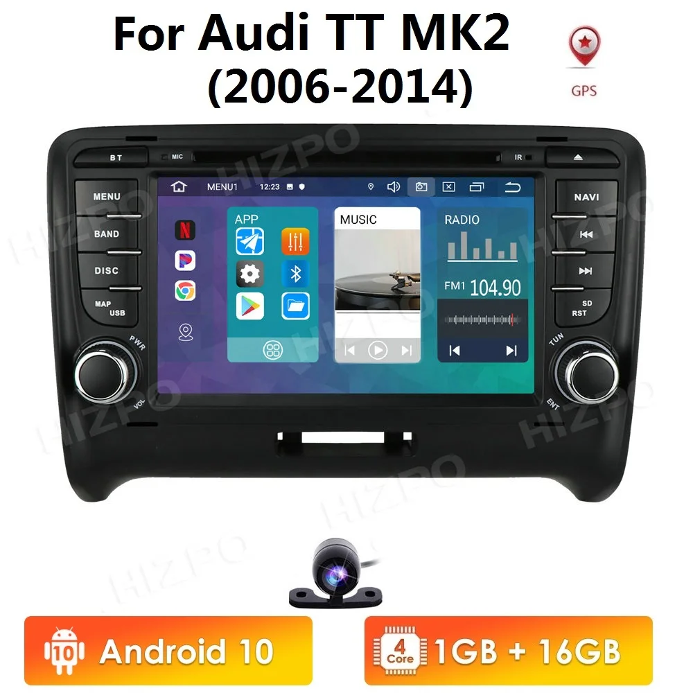 Автомобильный GPS навигатор 7 дюймов Android 10 для Audi TT MK2 2006 2014 Dvd плеер радио стерео