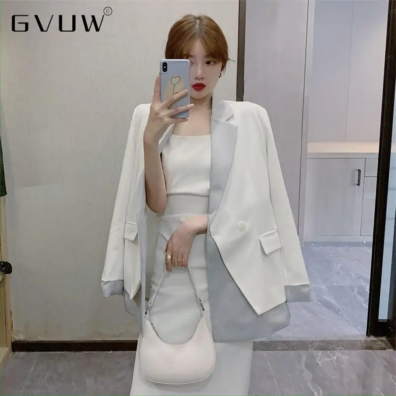 

GVUW Splicing Fake Two-piece Suit Coat Female Design Sense Of Minority Autumn And Winter Korean Loose Medium And Long ZH33658