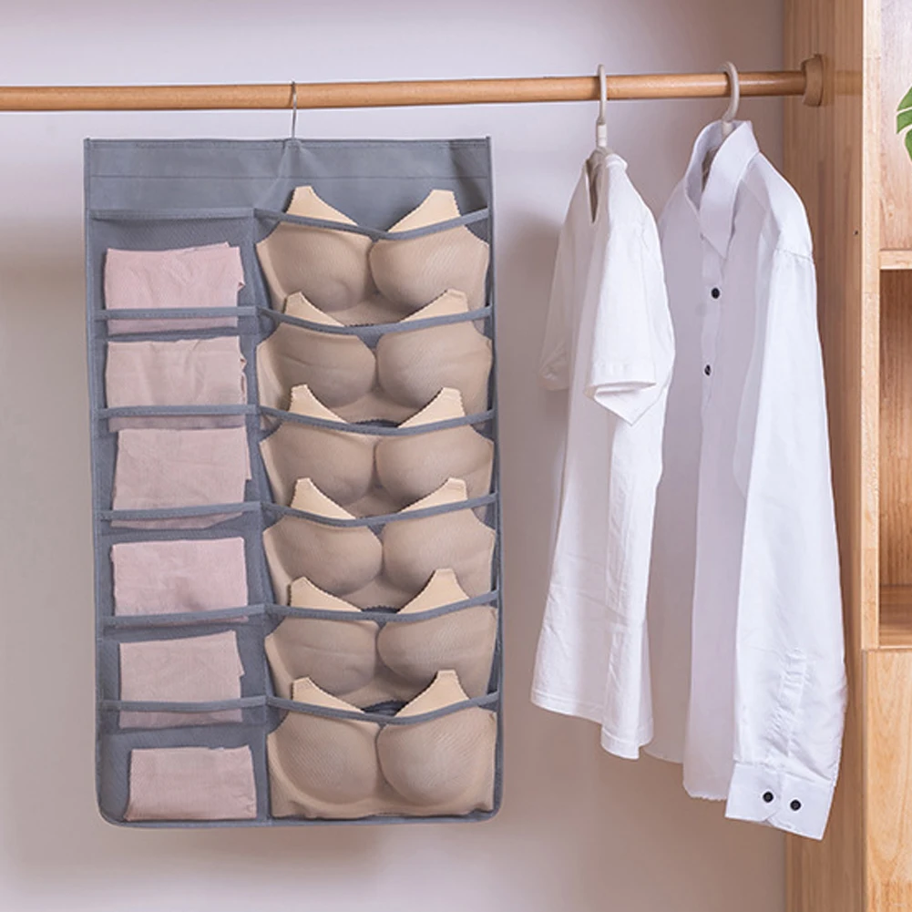 

Multifunction Folding Clothing Storage Bag Clear Hanging Organizer Storage Underwear Hanger For Wardrobe Bag Bra Socks Rack