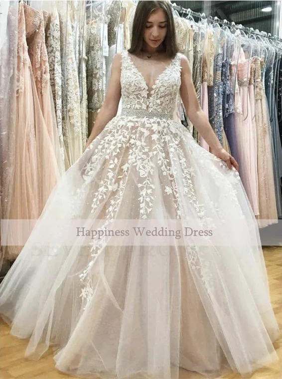 11335 свадебное платье цвета шампанского с аппликацией на заказ бисерный пояс