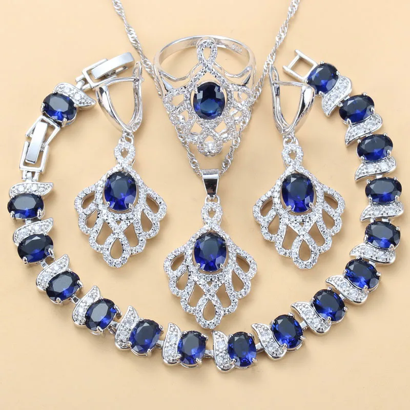 11 цветов серебряный цвет натуральный синий циркон свадебные Большие Ювелирные