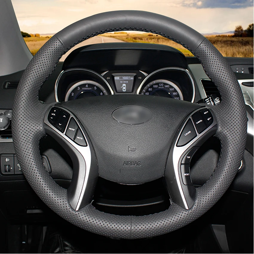 Hand-stitched Black Artificial Leather Anti-slip Car Steering Wheel Cover for Hyundai Elantra 3 2011-2016 Sport 2011 | Автомобили и
