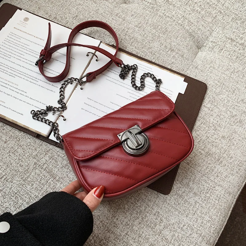 

2020 New PU Leather Crossbody Bags For Women Chain Female Shoulder Handbags Mini Purses Travel Cross Body Bag