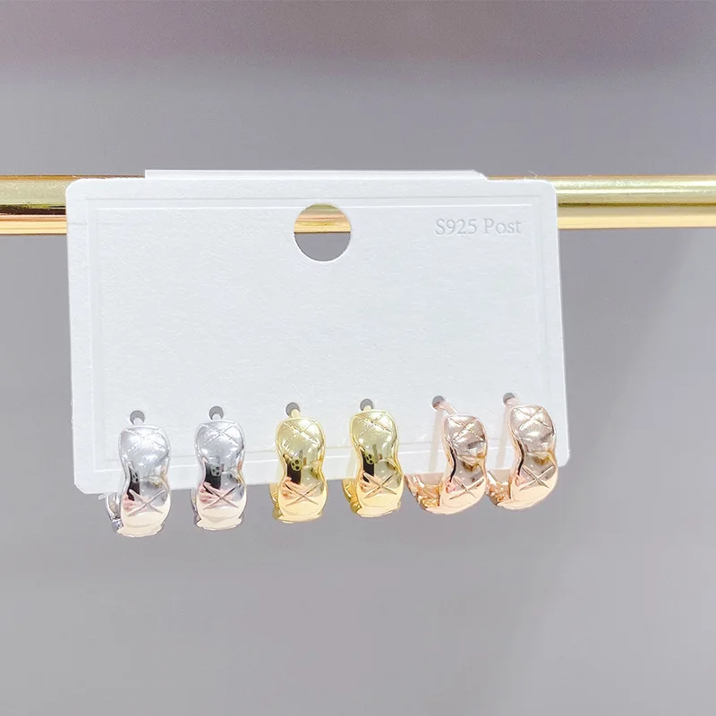 

2021 New Design 6 Pcs 14K Gold Plated Simple Style Geometric Stud Earrings Luxury Jewelry Rose Gold Earrings