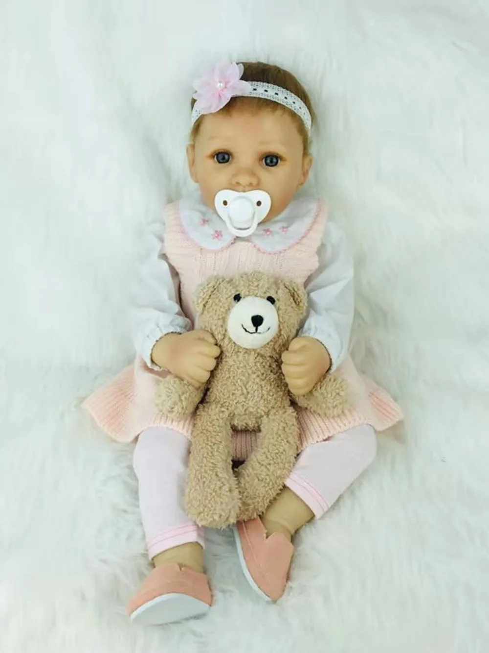 bear(light brown) Кукла Avani 'Nancy' 20 дюймов, ручная работа, реалистичные мягкие виниловые детские куклы, реалистичные куклы для новорожденных, куклы для новорожденных - Цвет: bear(light brown)