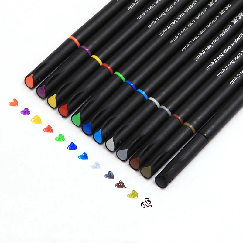 Фломастеры для рисования скетчей на водной основе 12/24 цвета 0 4 мм|line pen|felt tipfineliner pen