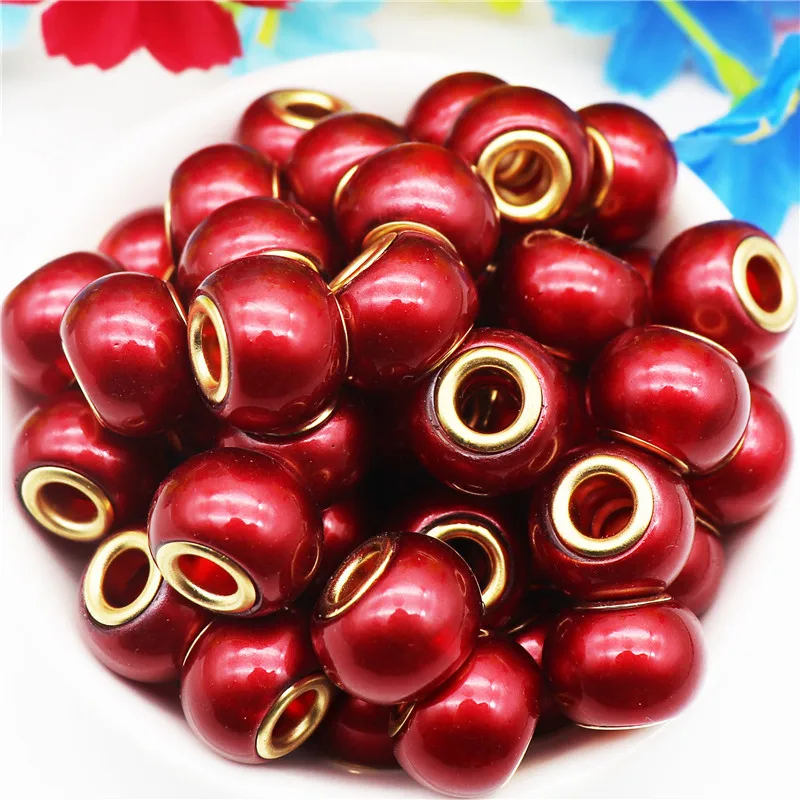 

10Pcs 16mm Big Pearl Shape Large Hole Spacer Beads Charms Glass Murano Fit for Pandora Bracelet Chain Cord DIY Jewelry Making