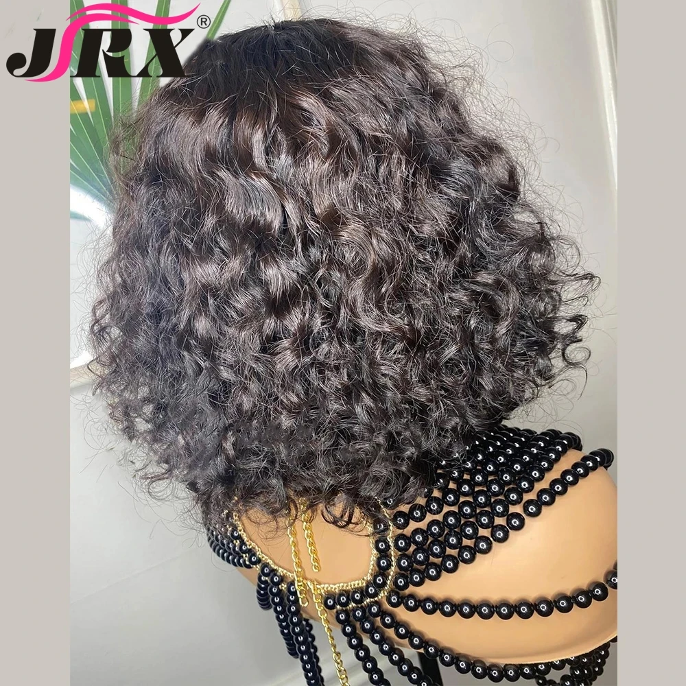 Short Bob Wigs with Bangs Jerry Curly Full Machine Made Human Hair Wigs for Women Glueless Peruvian Pixie Cut Short Curly Wigs