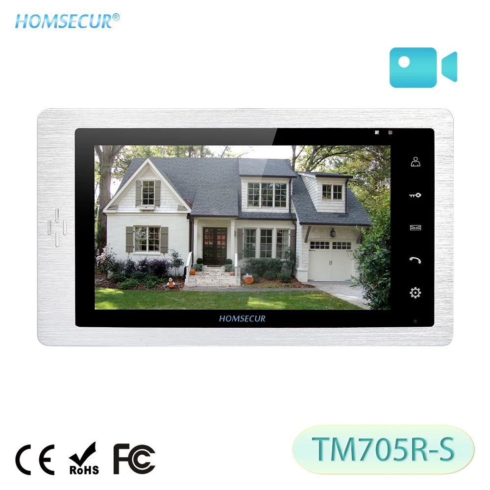 HOMSECUR 7 дюймовый монитор для домофона с функцией записи и фотосъемки HDW проводной