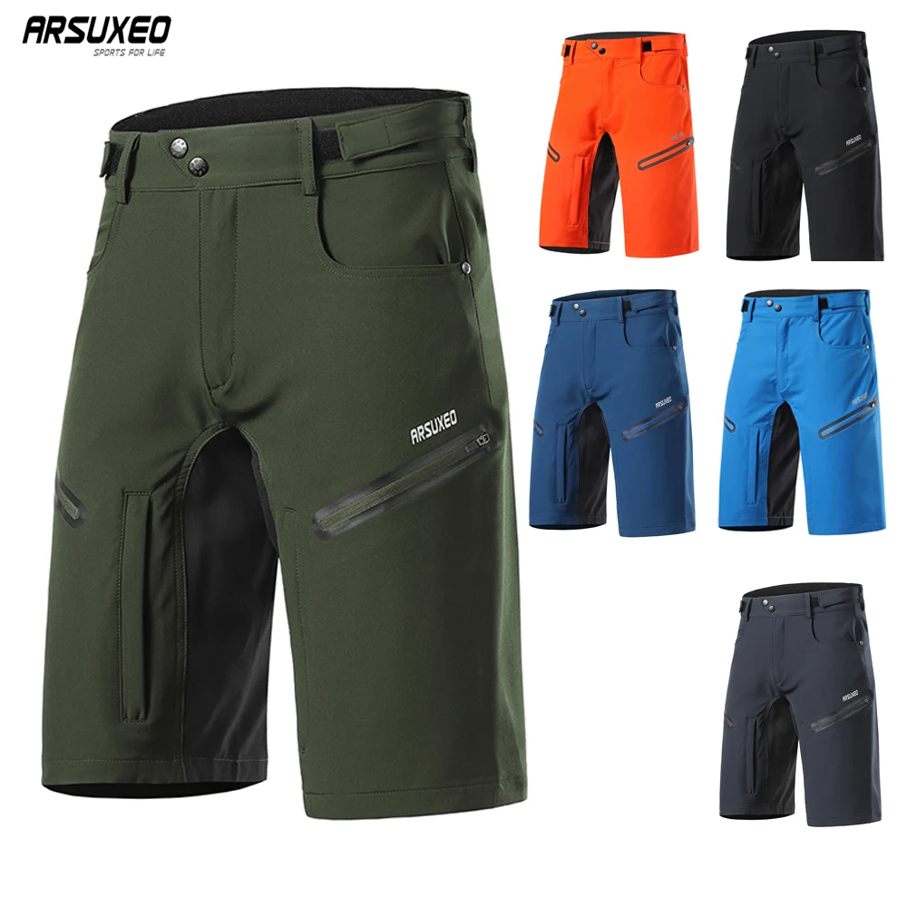 

Шорты ARSUXEO мужские светоотражающие, свободные дышащие велосипедные с регулируемой талией, с логотипом, для велоезды