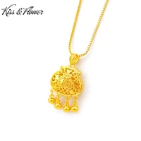kissflower pd32 2021 fine jewelry wholesale fashion woman girl birthday wedding gift lucky bag 24kt gold pendant charm no chain