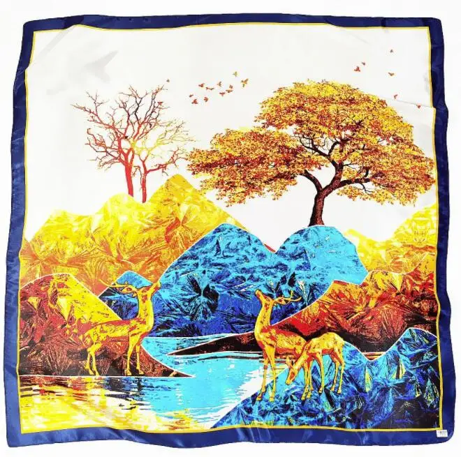 Новый дизайн 90*90 см квадратные шелковые шарфы женский платок головной шарф