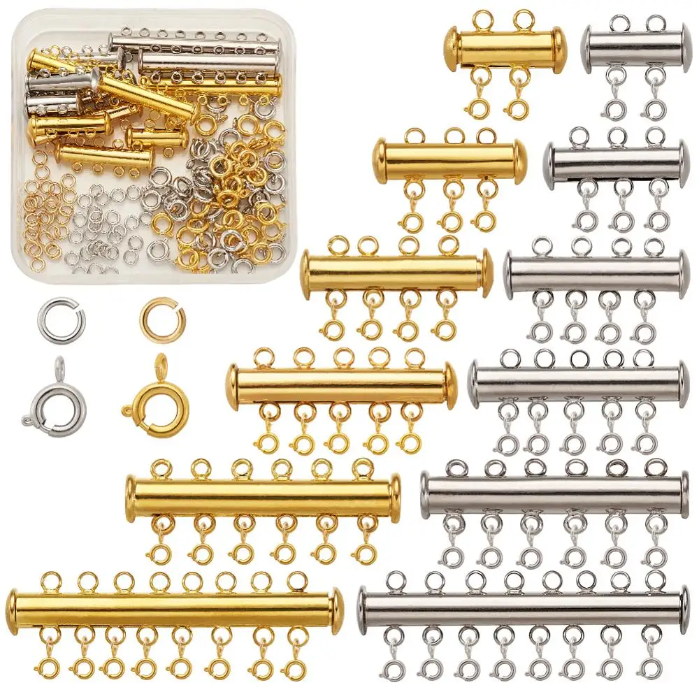 

1Box Slide Tube Lock Spacer Clasp Multi Strands Magnetic Tube Lock Necklaces Bracelet Connectors For Jewelry Making