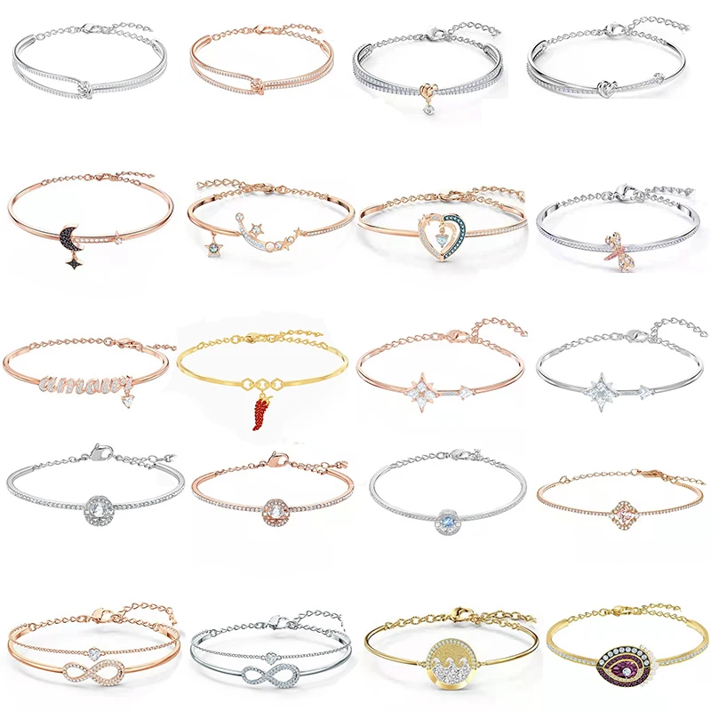 

Fashion SWA New Original Heart Symbol Series Bracelet Charming Love Crystal Women All-Match Romantic Fresh Luxury Jewelry Gift