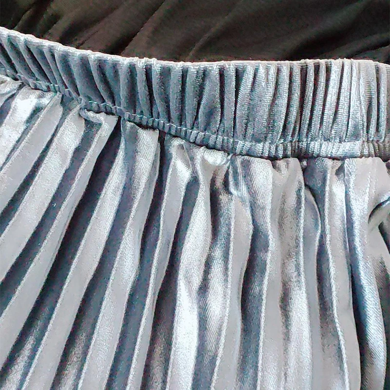 

High Waisted Velvet Pleated Work Skirt Lady Women's Elastic Eaistline Clothing Spring and Summer 2021 Basic Female