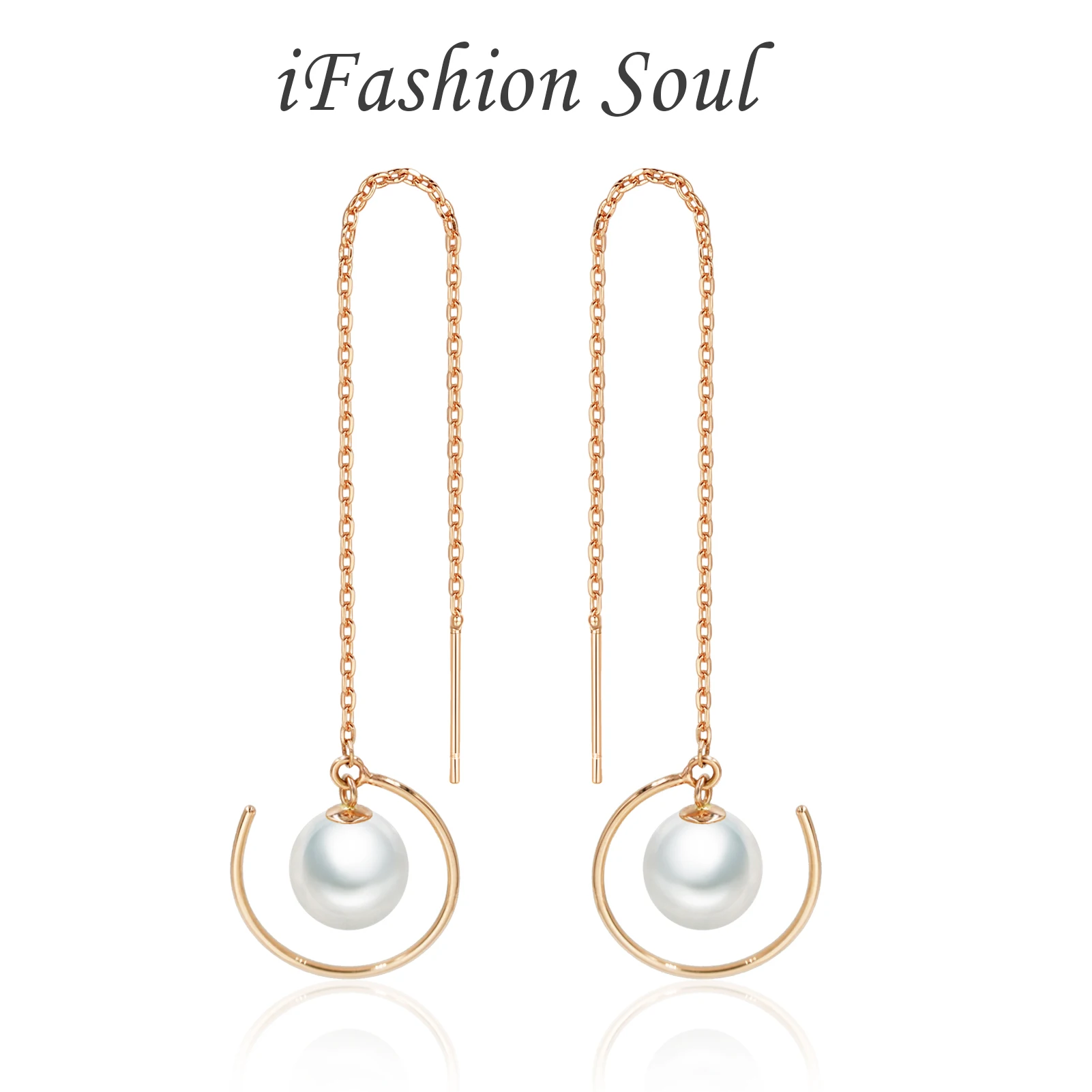 

18K Yellow Gold Drop Earrings For Women Wedding Classic Gift Solid AU750 Tassel Chain Fine Jewelry 2021 Natural Freshwater Pearl