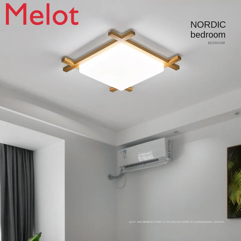 

Tatami Bedroom Ceiling Lamp Simple Modern Corridor Aisle Square Log Led Living Room Lamps