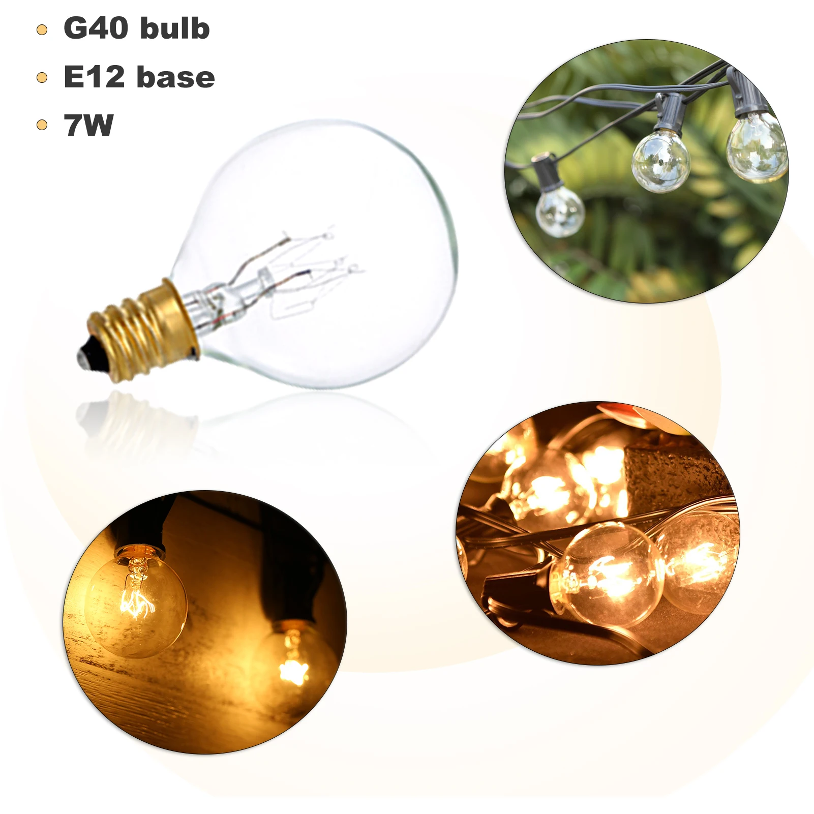 

G40 Light Bulbs ReplacemenV Clear Globe Bulb Bulbs for Indoor Outdoor Patio Decor Home Wedding Party Decoration 25 Pack