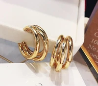 fashion gold pendant earrings womens c shaped punk big circle geometric earrings wedding party declaration earrings