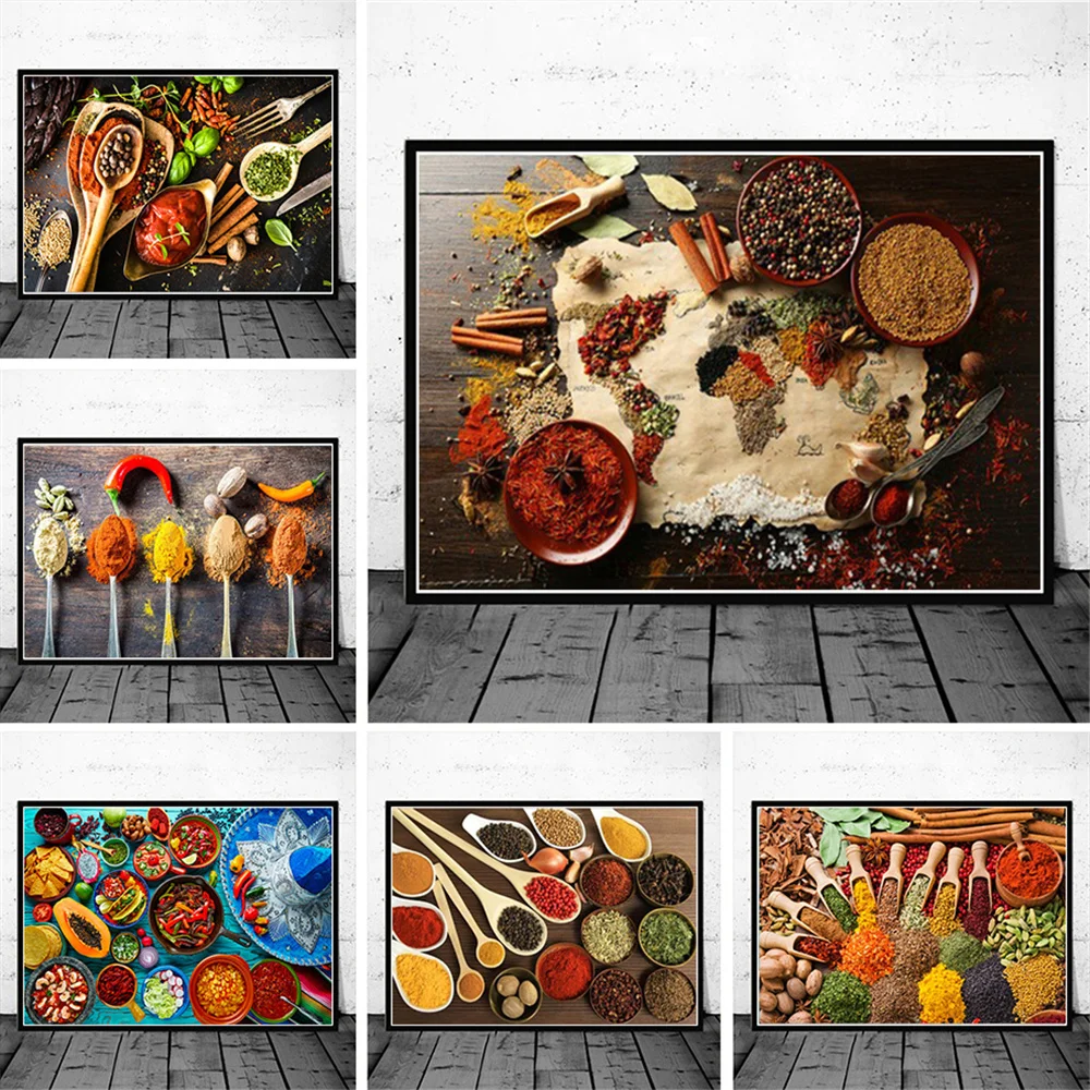 

Creative Cooking Spice Canvas Painting Wall Art Still Life Pictures On Canvas Poster And Prints For kitchen Home Room Decor