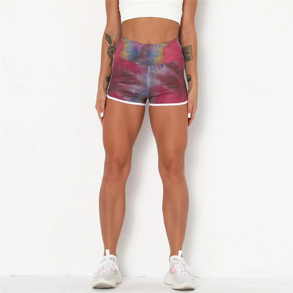 

Print Quick Dry Yoga Shorts Women High Waist Three-Point Sports Fitness Gym Workout Running Training Butt Lifting Leggings