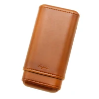 elegant genuine leather cedar wood cigar case holder 23 tubes travel humidor cigar box brown cigars case storage fit cohiba