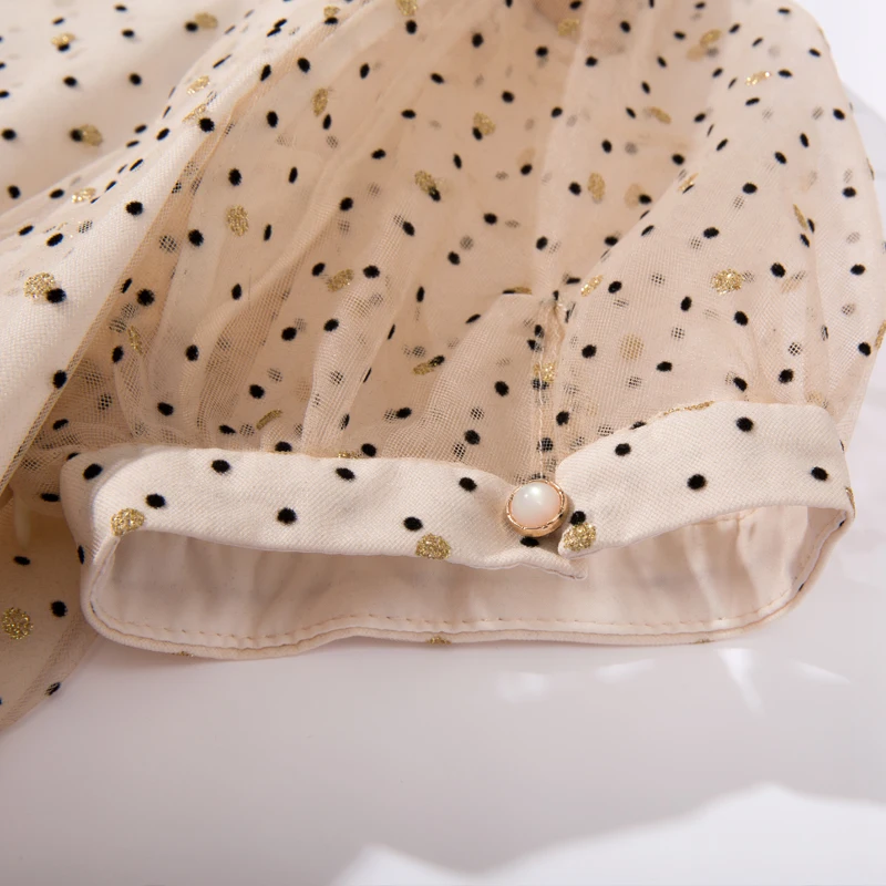 

DIDABOLE Summer High Quality New Women'S Gorgeous Polka Dot Print Diamond Fashion Vintage Party High Street Mesh Midi Dress