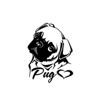 11cm14 3cm creative personality lovely animal i love eight bar pug vinyl decals for volkswagen stickers