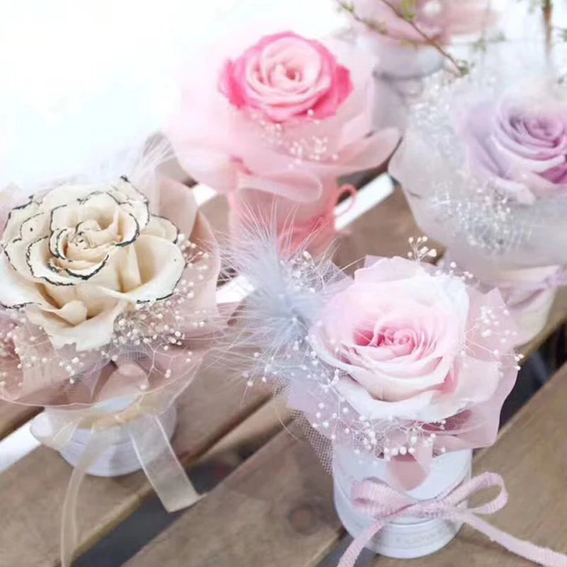 Подарочная коробка с цветами 1 шт. С Днем матери мини-коробка Круглая Бумажная