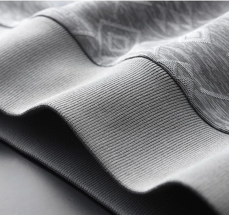 

Men Yarn-dyed Geometry Hoodie Luxury Grey Round Collar Sweatshirt Male Autumn Fashion Slim Fit Mens Hoodies Plus Size 4XL