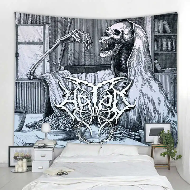 

White Black Tapestry Wall Hanging Witchcraft Wall Tapestry Hippie Wall Carpets Dorm Decor Psychedelic Tapestry