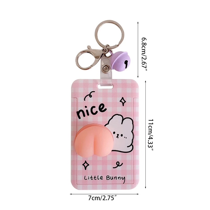 

N58E Lovely Cartoon Card Holder Keychain Card Protector Great for Nurses Office Staff