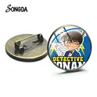 Conan Edogawa высококачественные Броши Glass кабошон с фото отворот Pin Button значки детектив Conan чехол закрытый аниме значки для косплея