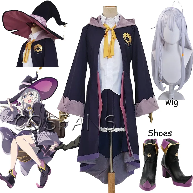 В Journary из Elaina Полный комплект с платьем; Форма для мужчин и женщин карнавальный костюм s Маскарадный костюм на Хэллоуин карнавальный костюм парик и обувь по индивидуальному заказу